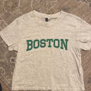 h&m printed t-shirt green boston